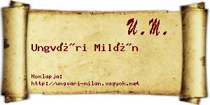 Ungvári Milán névjegykártya