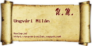 Ungvári Milán névjegykártya